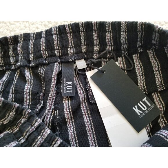 Kut From the Kloth Black Striped Beach Pants Drawstring Lightweight Casual Sz XS - Picture 12 of 13